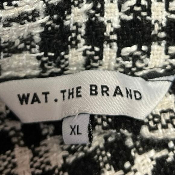 NEW Wat The Brand Black White Tweed Plaid Button Down Long Sleeve Coat Jacket XL - Picture 3 of 4